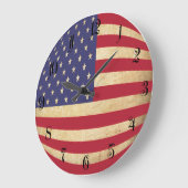 ヴィンテージグランジアメリカ国旗の球形 ラージ壁時計 (傾斜)