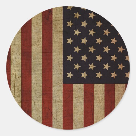 ヴィンテージグランジアメリカ国旗 ラウンドシール (正面)
