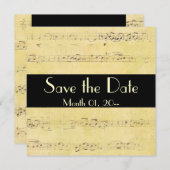 ヴィンテージグランジアンティーク音符招待状 セーブザデート (正面/裏面)