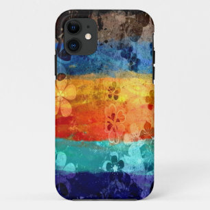 ヴィンテージグランジカラフル花パターン iPhone 11 ケース