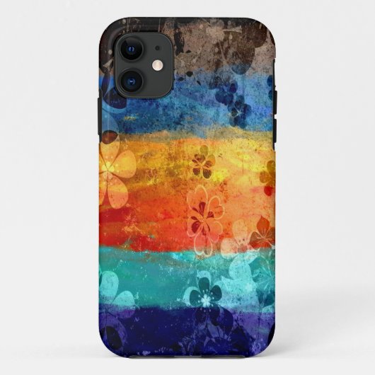 ヴィンテージグランジカラフル花パターン Case-Mate iPhoneケース (裏面)