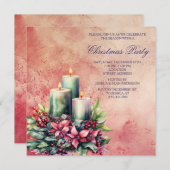 ヴィンテージグランジキャンドルライトリースクリスマス 招待状 (正面/裏面)