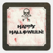 ヴィンテージグランジスカルクロスボーン血ハロウィーン スクエアシール (正面)