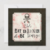 ヴィンテージグランジスカルクロスボーン血ハロウィーン 招待状 (裏面)