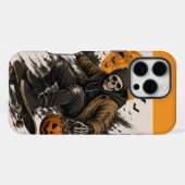 ヴィンテージグランジスケートボードスケルトンパンプキン iPhoneケース (裏面横)
