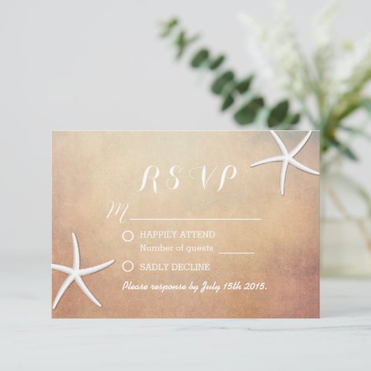 ヴィンテージグランジスターフィッシュビーチ結婚式RSVP 出欠カード (スタンド正面)