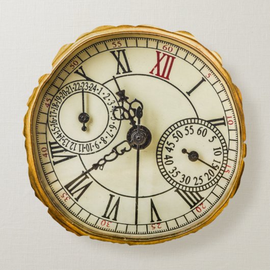 ヴィンテージグランジスチームパンクアンティーク時計 ラウンドクッション (正面)