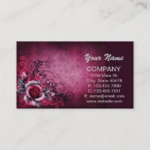 ヴィンテージグランジステームパンクマゼンタピンクローズ 名刺 (正面)