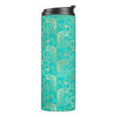 ヴィンテージグランジターコイズと金ゴールド孔雀 タンブラー (回転左)