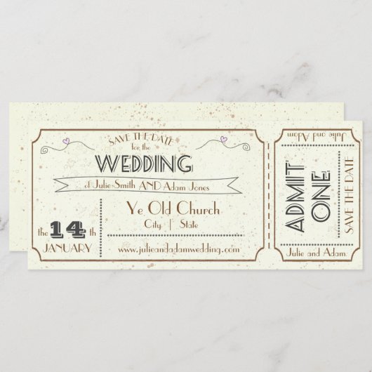 ヴィンテージグランジチケット日付の保存 (正面/裏面)