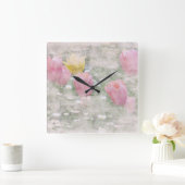 ヴィンテージグランジチューリップ スクエア壁時計 (ホーム)