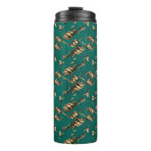 ヴィンテージグランジティール(緑がかった色)と金ゴールド孔雀ペイズリー タンブラー (正面)