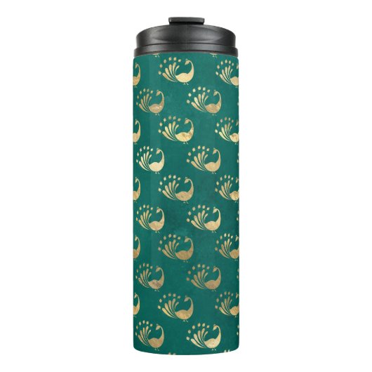 ヴィンテージグランジティール(緑がかった色)と金ゴールド孔雀 タンブラー (正面)