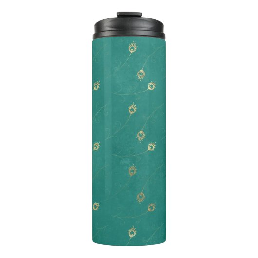 ヴィンテージグランジティール(緑がかった色)と金ゴールド孔雀 タンブラー (正面)