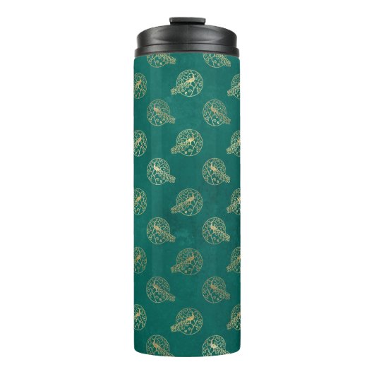 ヴィンテージグランジティール(緑がかった色)と金ゴールド孔雀 タンブラー (正面)