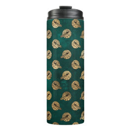 ヴィンテージグランジティール(緑がかった色)と金ゴールド孔雀 タンブラー