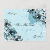 ヴィンテージグランジティール（緑がかった色）ブラックセーブ日付 案内ポストカード (正面)