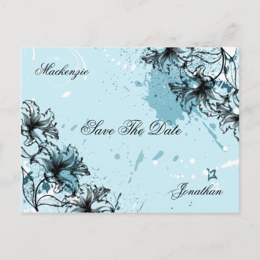 ヴィンテージグランジティール（緑がかった色）ブラックセーブ日付 案内ポストカード (正面)