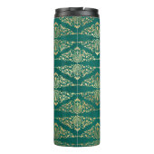 ヴィンテージグランジティール(緑がかった色)金ゴールドダマスク タンブラー (裏面)