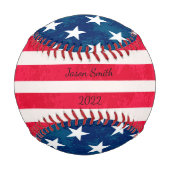 ヴィンテージグランジテクスチャ米国アメリカ国旗カスタム用 野球ボール (裏面)
