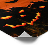 ヴィンテージグランジハロウィンブラック不気味ランタン ポスター (角)