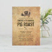 ヴィンテージグランジピグローストBBQパーティの招待状 招待状 (スタンド正面)