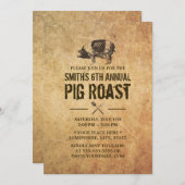 ヴィンテージグランジピグローストBBQパーティの招待状 招待状 (正面/裏面)