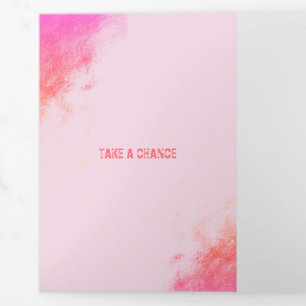 ヴィンテージグランジピンクの汚れ円フレーム 三つ折りカード