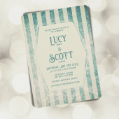 ヴィンテージグランジベージュ色ストライプ幾何結婚ティール(緑がかった色) 招待状