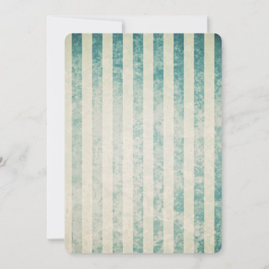 ヴィンテージグランジベージュ色ストライプ幾何結婚ティール(緑がかった色) 招待状 (裏面)