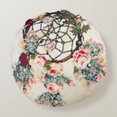 ヴィンテージグランジボーホーの背景とインディアン夢 –  ラウンドクッション (裏面)