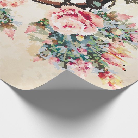 ヴィンテージグランジボーホーの背景とインディアン夢 –  ラッピングペーパー (角)