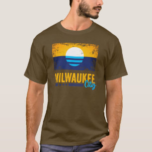 ヴィンテージグランジミルウォーキーシティウィスコンシン国旗 Tシャツ
