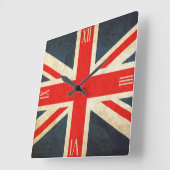 ヴィンテージグランジユニオン・ジャック英国ローマ数字国旗 スクエア壁時計 (傾斜)