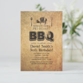 ヴィンテージグランジラスティピグローストBBQバースデーパーティー 招待状 (スタンド正面)