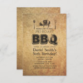 ヴィンテージグランジラスティピグローストBBQバースデーパーティー 招待状 (正面/裏面)