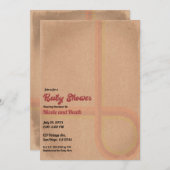 ヴィンテージグランジレトロ60年代70年代のベビーシャワー 招待状 (正面/裏面)