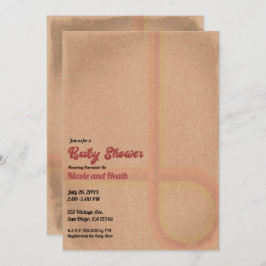 ヴィンテージグランジレトロ60年代70年代のベビーシャワー 招待状