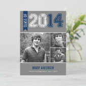 ヴィンテージグランジ卒業招待状-青 招待状 (スタンド正面)