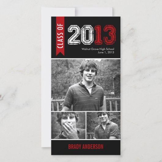 ヴィンテージグランジ卒業発表フォトカード 案内状 (正面)