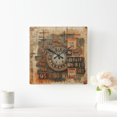 ヴィンテージグランジ壁時計 スクエア壁時計 (ホーム)