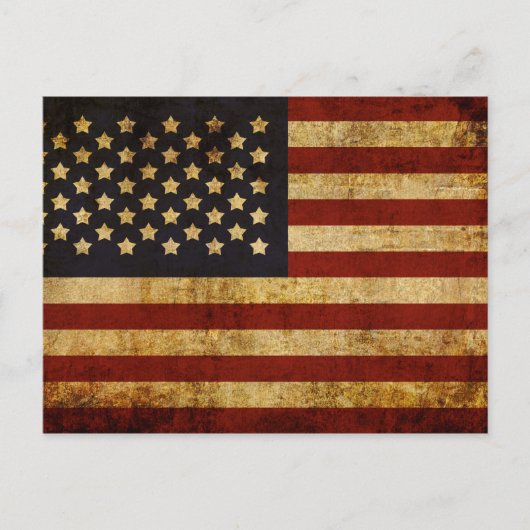 ヴィンテージグランジ愛国的な米国国旗 ポストカード (正面)