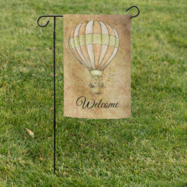 ヴィンテージグランジ気球 ガーデンフラッグ