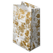 ヴィンテージグランジ白金ゴールドダマスク花柄 スモールペーパーバッグ (正面アングル)