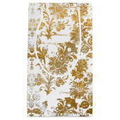 ヴィンテージグランジ白金ゴールドダマスク花柄 スモールペーパーバッグ (正面)