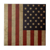 ヴィンテージグランジ米国国旗の陶磁器タイル タイル (正面)