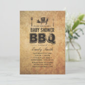 ヴィンテージグランジ豚ローストベビーシャワーBBQ 招待状 (スタンド正面)