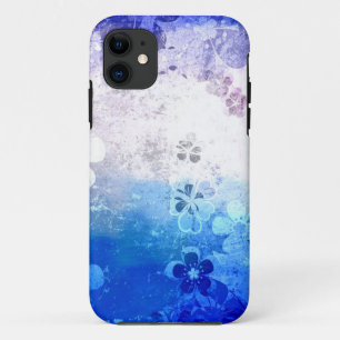 ヴィンテージグランジ青色花柄 iPhone 11 ケース