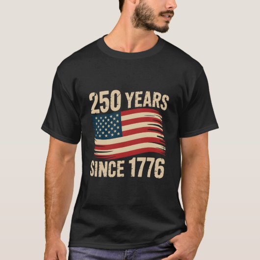 ヴィンテージグランジ1776年から250年 アメリカ国旗 Tシャツ (正面)