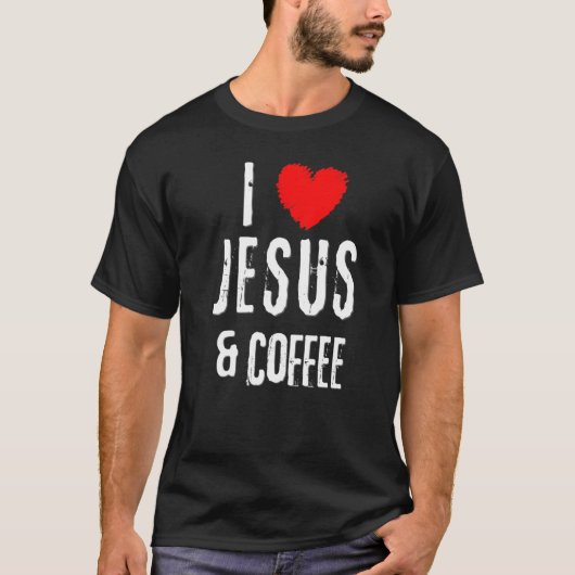 ヴィンテージグランジI Love Jesus & Coffee Christian Tシャツ (正面)